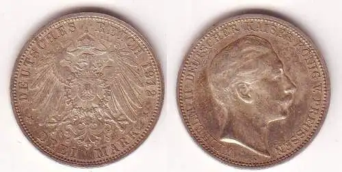 3 Mark Silbermünze Preussen Kaiser Wilhelm II 1912 Jäger 103  (109553)