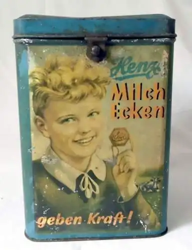 große Antike Blechdose MILCH ECKEN Henze Eilenburg um 1940