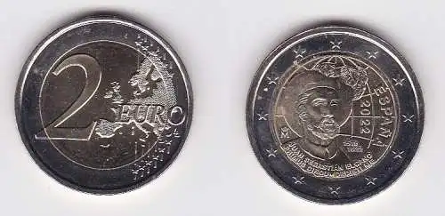 2 Euro Gedenkmünze Spanien Juan Sebastián Elcano 2022 Stgl. (135064)