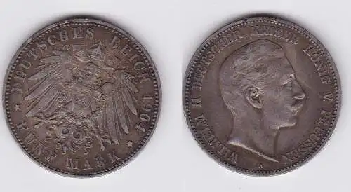 5 Mark Silber Münze Preussen Kaiser Wilhelm II 1904 (134040)