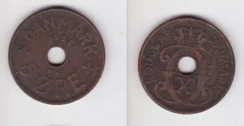 5 Öre Kupfer Münze Dänemark 1928 ss (139665)