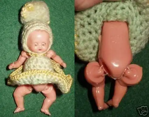 kleine Puppe Zelluloid Puppenstube Schlafaugen um 1940