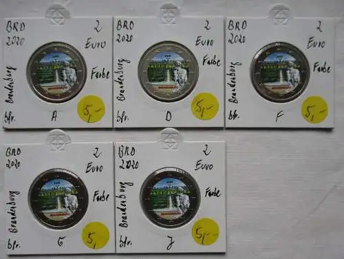 2 Euro 2020 Deutschland Brandenburg Schloss Sanssouci ADFGJ Farbmotiv (128313)