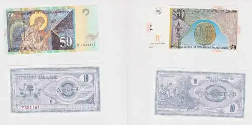 10 und 50 Denar Banknote Mazedonien 1992/2007 bankfrisch UNC (146001)