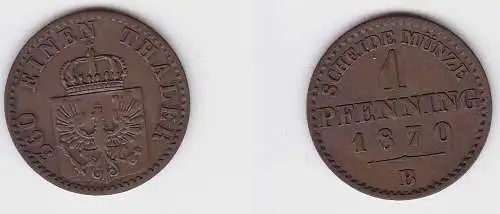 1 Pfennig Kupfer Münze Preussen 1870 B f.vz (150208)