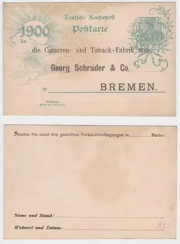 71830 DR Ganzsachen Postkarte P43 Zudruck Tabakfabrik Schrader Bremen