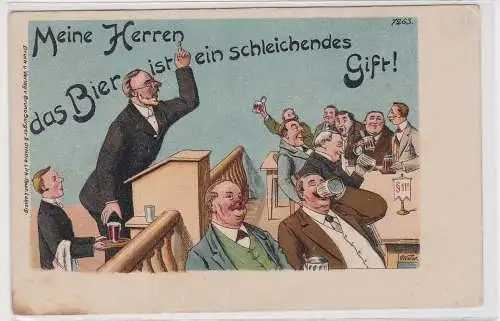 58814 Künstler Ak Bruno Bürger Leipzig No.7263 Humor "Das Bier ist ein schleiche