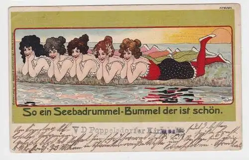 85929 Künstler AK Bruno Bürger Leipzig No. 6264 Seebadrummel-Bummel 1902