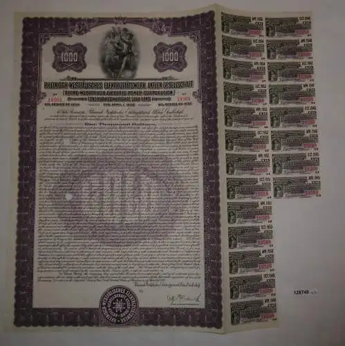 1000 Dollar Aktie Rheinisch-Westfälisches Elektrizitätswerk AG 1.4.1955 (126748)