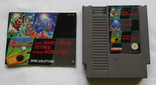 Nintendo NES Spiel - Super Mario Bros / Tetris / WM + Spielanleitung (108073)