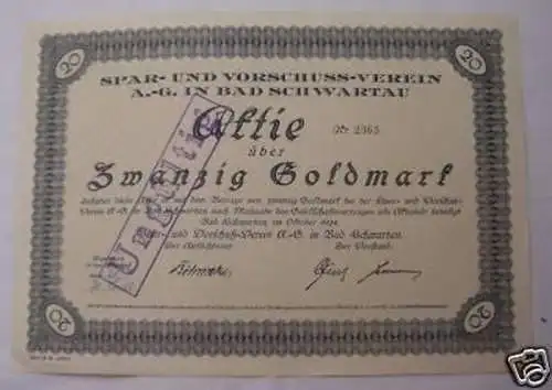 Alte Aktie Spar- u. Vorschuss-Verein Bad Schwartau 1924