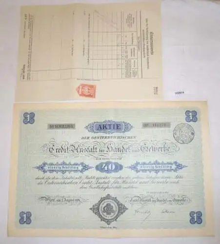 Aktie 40 Schilling Österreich Credit Anstalt für Handel und Gewerbe 1926