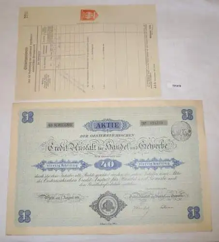 Aktie 40 Schilling Österreich Credit Anstalt für Handel und Gewerbe 1926