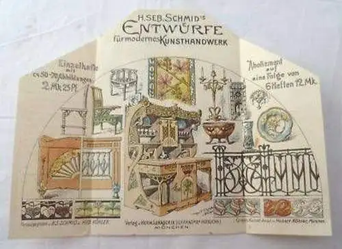 Reklame Prospekt Entwürfe mod. Kunsthandwerk um 1910