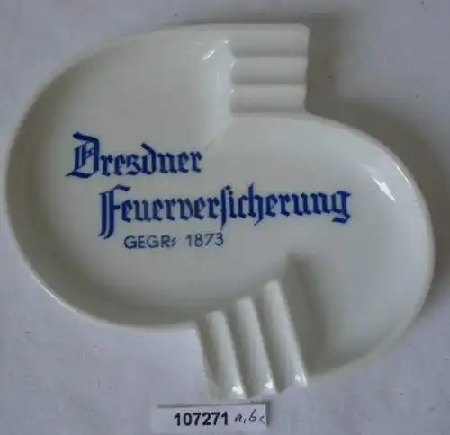 Alter Porzellan Aschenbecher Reklame Dresdner Feuerversicherung um 1940