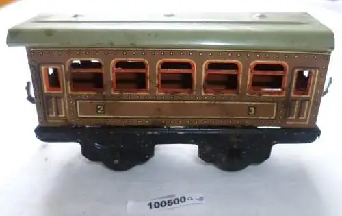 Modelleisenbahn Bub KBN Personenwagen braun Blech Spur 0 um 1930