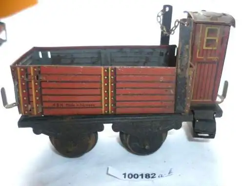 Modelleisenbahn Bub KBN Güterwagen mit Bremserhaus Blech Spur 0 um 1930