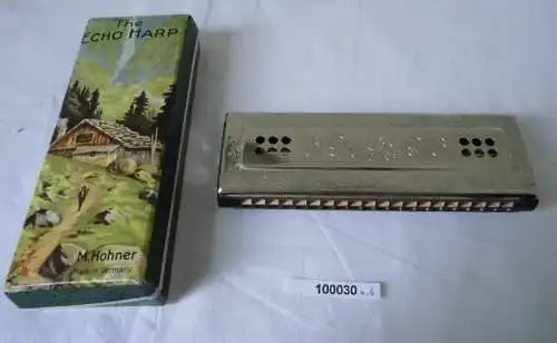 Schöne alte Mundharmonika Hohner Echo The Harp C / G mit Originalkarton