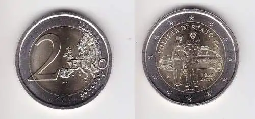 2 Euro Gedenkmünze Italien Polizia di Stato 2022 Stgl. (137573)