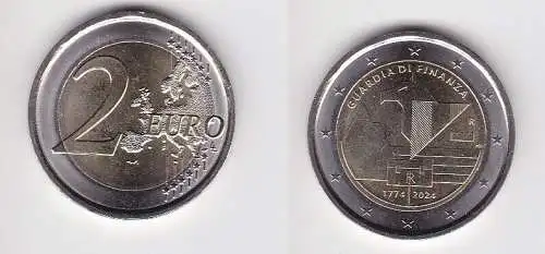 2 Euro Münze Italien 250 Jahre Guardia di Finanza 2024 Stgl. (132719)