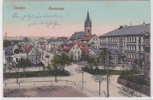 907671 Ak Deuben - Partie an der Marktstraße 1916