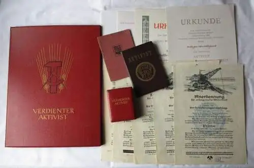 seltene Urkunde Verdienter Aktivist 1958 in Original Urkundenmappe (129486)