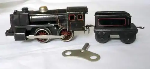 Eisenbahn Dampflok mit Tender Bub KBN Spur 0 Schluesselaufzug Uhrwerk um 1920