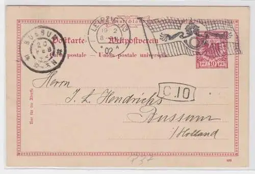 96206 DR Ganzsachen Postkarte P37 Fahnenstempel Leipzig 1892
