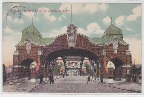 53713 Ak Bremen Brücke über die "kleine Weser" 1909