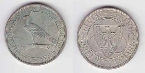 3 Mark Silbermünze Der Rhein 1930 A vz (155504)