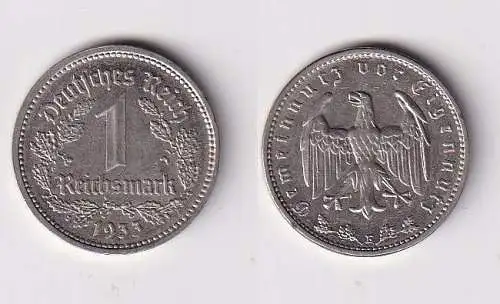 1 Mark Nickel Münze III.Reich 1933 E Jäger Nr. 354 f.vz (166431)