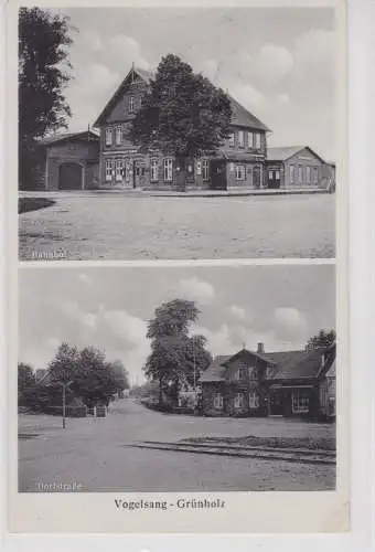 906848 Mehrbild Ak Vogelsang Grünholz Bahnhof, Dorfstraße 1941