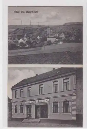 906574 Mehrbild Ak Gruß aus Hergisdorf Geschäft von Gustav Metz um 1920