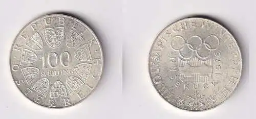 100 Schilling Silber Münze Österreich 1976 Winter Olympiade Innsbruck (166228)