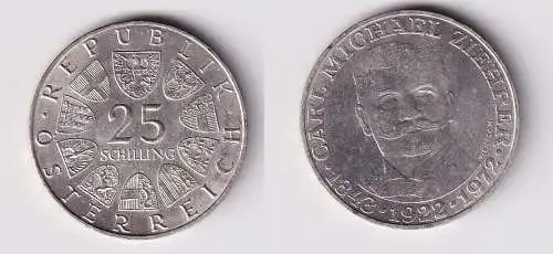 25 Schilling Silber Münze Österreich 1972 Carl Michael Zierer 1843-1922 (166138)