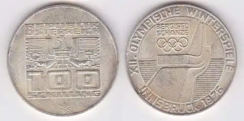 100 Schilling Silber Münze Österreich 1976 Winter Olympiade Innsbruck (152702)