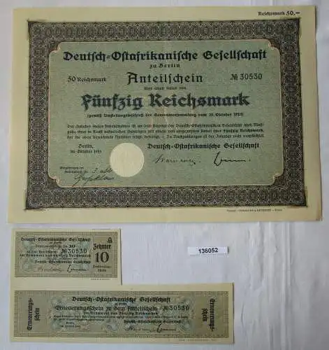 50 RM Aktie Deutsch-Ostafrikanische Gesellschaft Berlin Oktober 1925 (136052)
