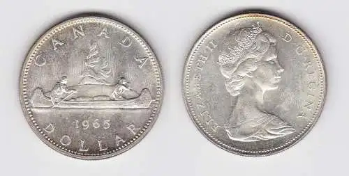 1 Dollar Silbermünze Kanada Indianer im Kanu 1965 (150609)