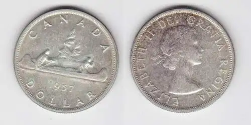 1 Dollar Silbermünze Kanada Indianer im Kanu 1957 (150602)