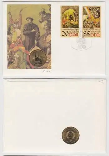 DDR Numisbrief mit 5 Mark Müntzer Ehrung Katharinenkirche Zwickau 1989 (150473)