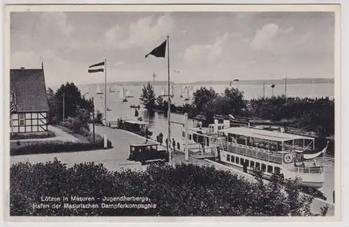 901762 Ak Lötzen Giżycko- Jugendherberge, Hafen der masurischen Dampferkomp.