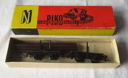 Piko VEB Spur N 2 Tiefladewagen Drehschemelwagen mit Holzladung (125885)