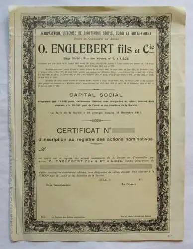 1 Namensaktie O. Englebert fils et Cie Manufacture Liège Lüttich (136630)