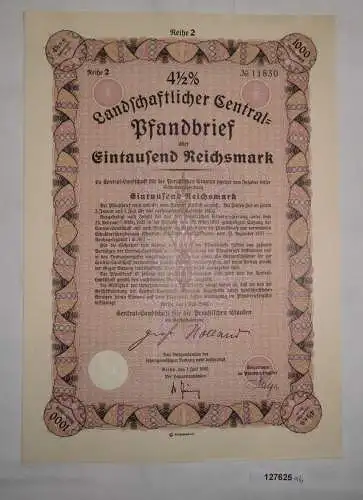 1000 Reichsmark Landschaftlicher Central Pfandbrief Berlin 1940 (127625)