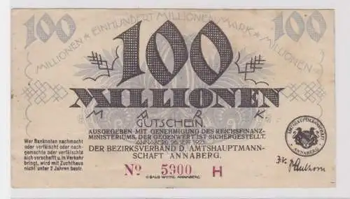 100 Millionen Mark Banknote Amtshauptmannschaft Annaberg 26.9.1923 (137424)