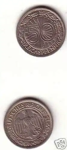 50 Pfennig Nickel Münze Weimarer Republik 1931 F