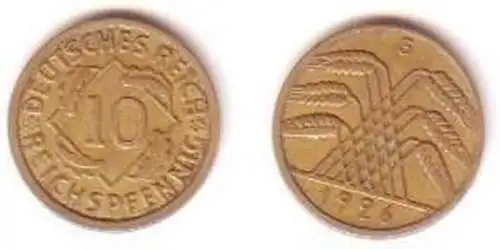 10 Pfennig Messingmünze Deutsches Reich 1926G Jäger 317