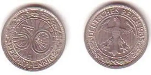 50 Pf. Nickel Münze Weimarer Republik 1935 J Jäger 324