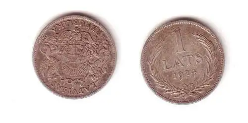 1Lats Silber Münze Lettland 1924