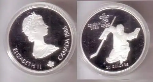 20 Dollar Silber Münze Kanada Olympiade Calgary 1988 Eishockey 1986